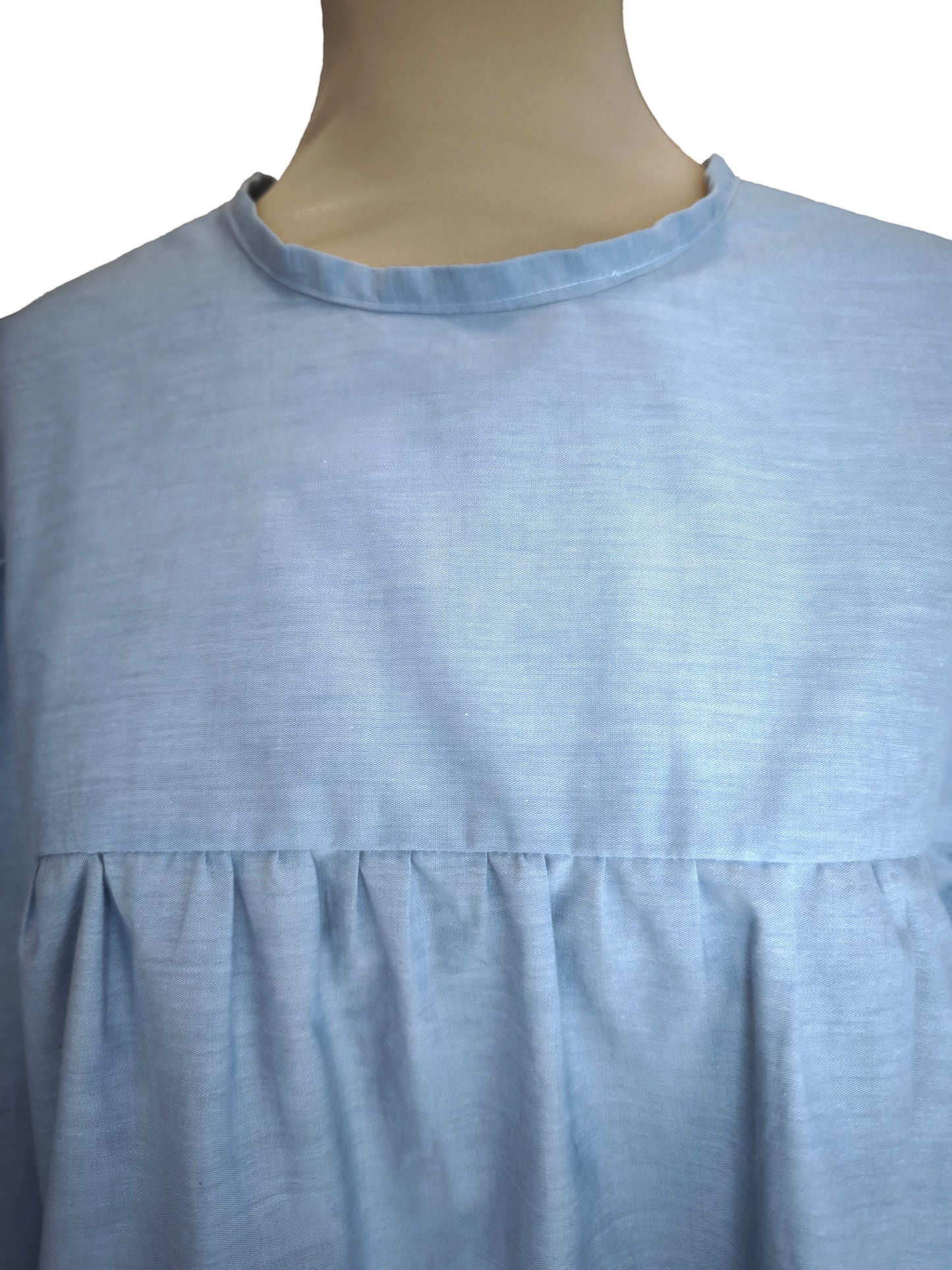 Blue long-sleeved blouse