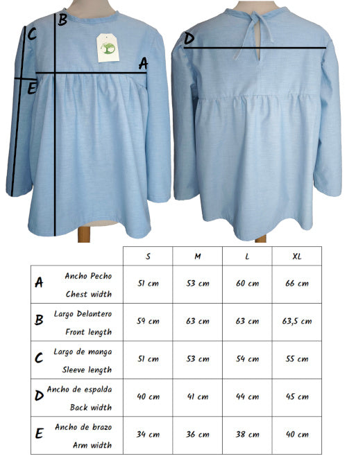 Blue long-sleeved blouse