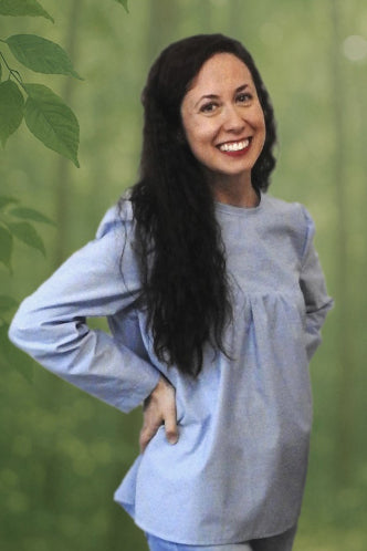Blue long-sleeved blouse