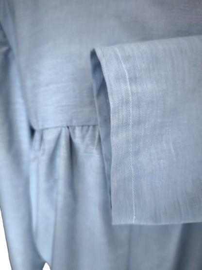 Blue long-sleeved blouse
